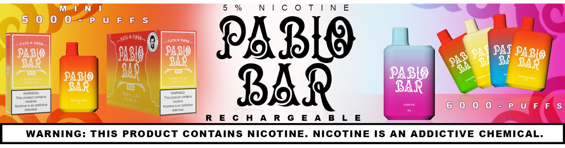 Bablo Bars -rechargeable regular & mini, 5000 & 6000 puffs