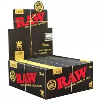 RAW Black Classic 1 1/4 Rolling Papers Ultra Thinnest Vegan 1.25 8 PACKS 